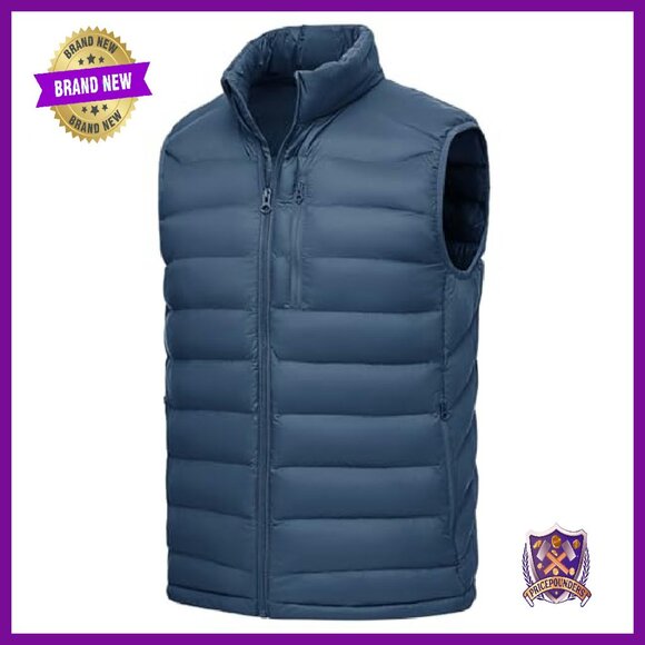 Men's Lightweight Puffer Vest with 5 Pockets, Water-Resistant, Full Zip - Picture 2 of 8